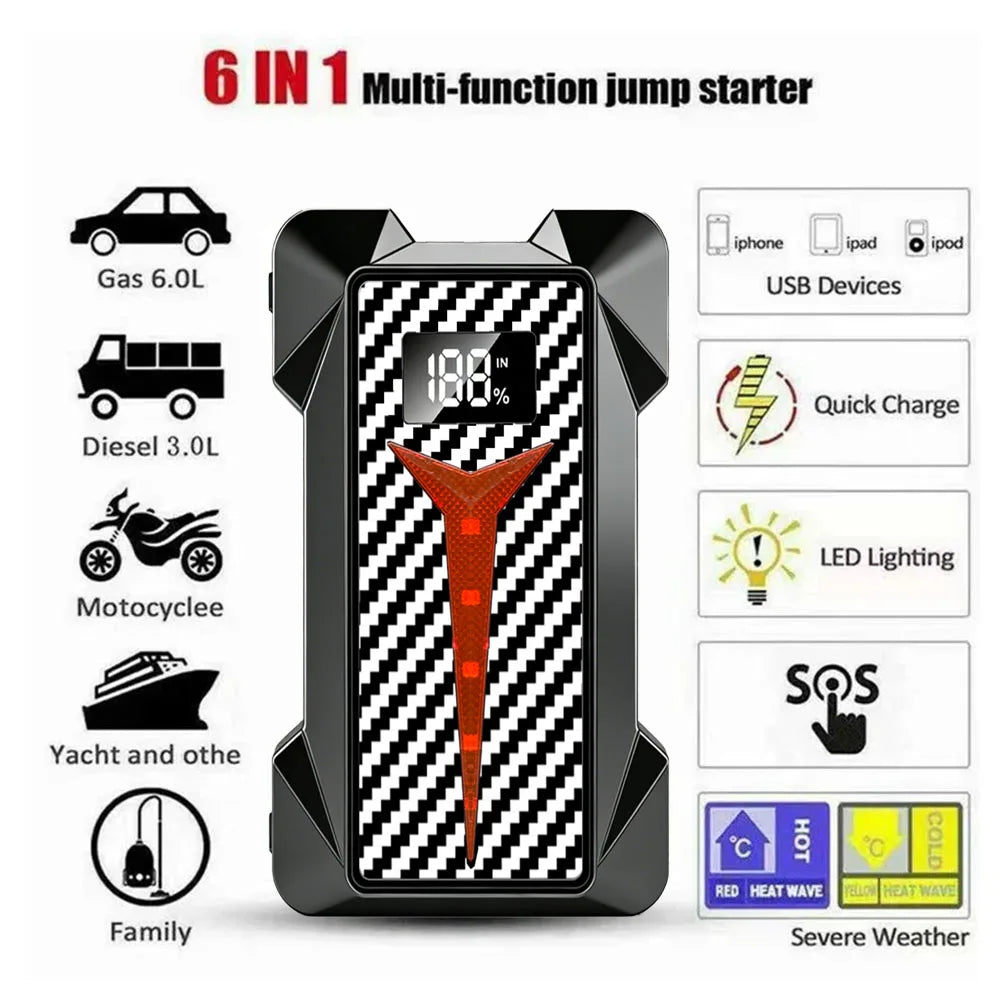 Compact Car Jump Starter Power Bank Emergency Start Device for Petrol & Diesel Daily Vehicles Auto Car Battery Charger