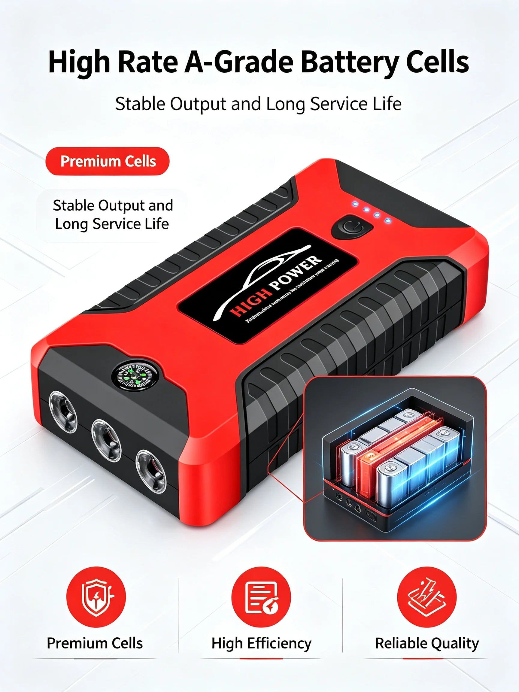 2026 Portable Car Jump Starter 12V Auto Jump Starter 99800mAh Petrol Diesel Power Bank Car Emergency Booster Start Air Pump
