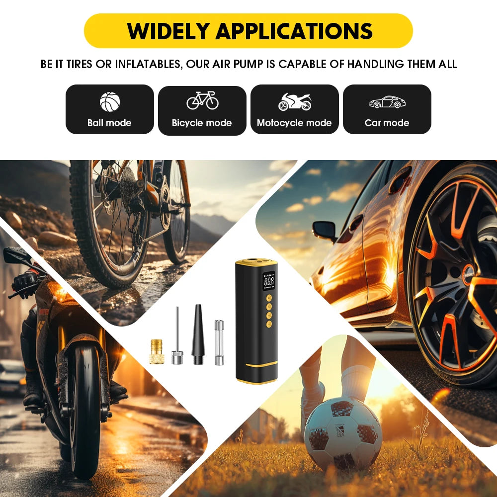 Car Tire Air Pump 12V 150PSI Air Compressor Portable Wired Inflator For Car Motorcycle Bicycle with Extended Power Cord