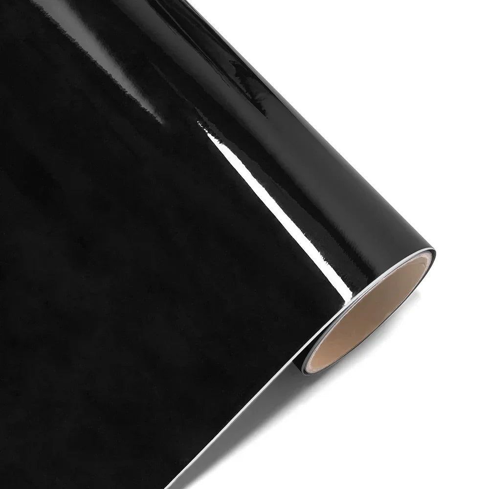 Premium Glossy Bright Black Self-adhesive Vinyl Car Wrap Film Vehicle Decal Paper Based Package Auto Decor Film Air Bubble Free