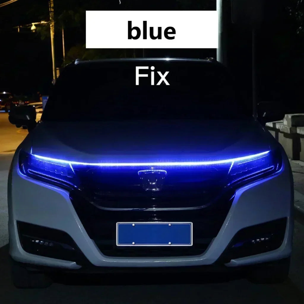 LED Car Hood Decorative Lights Daytime Running Light Steady on Starting DRL Auto Engine Guide Decorative Ambient Lamp 12V