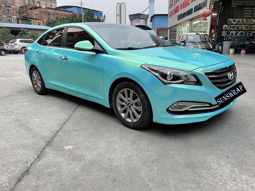 Super Glossy Coral Light Blue Shift Vinyl Wrap Film Vehicle Car Wrapping  5x59ft/roll