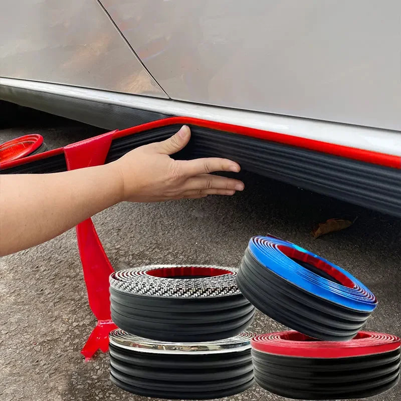Car Side Skirt Anti-Collision Strip, Universal Red/Blue Edge, Body Modification, Lower Beam Skirt Protection Against Scratches