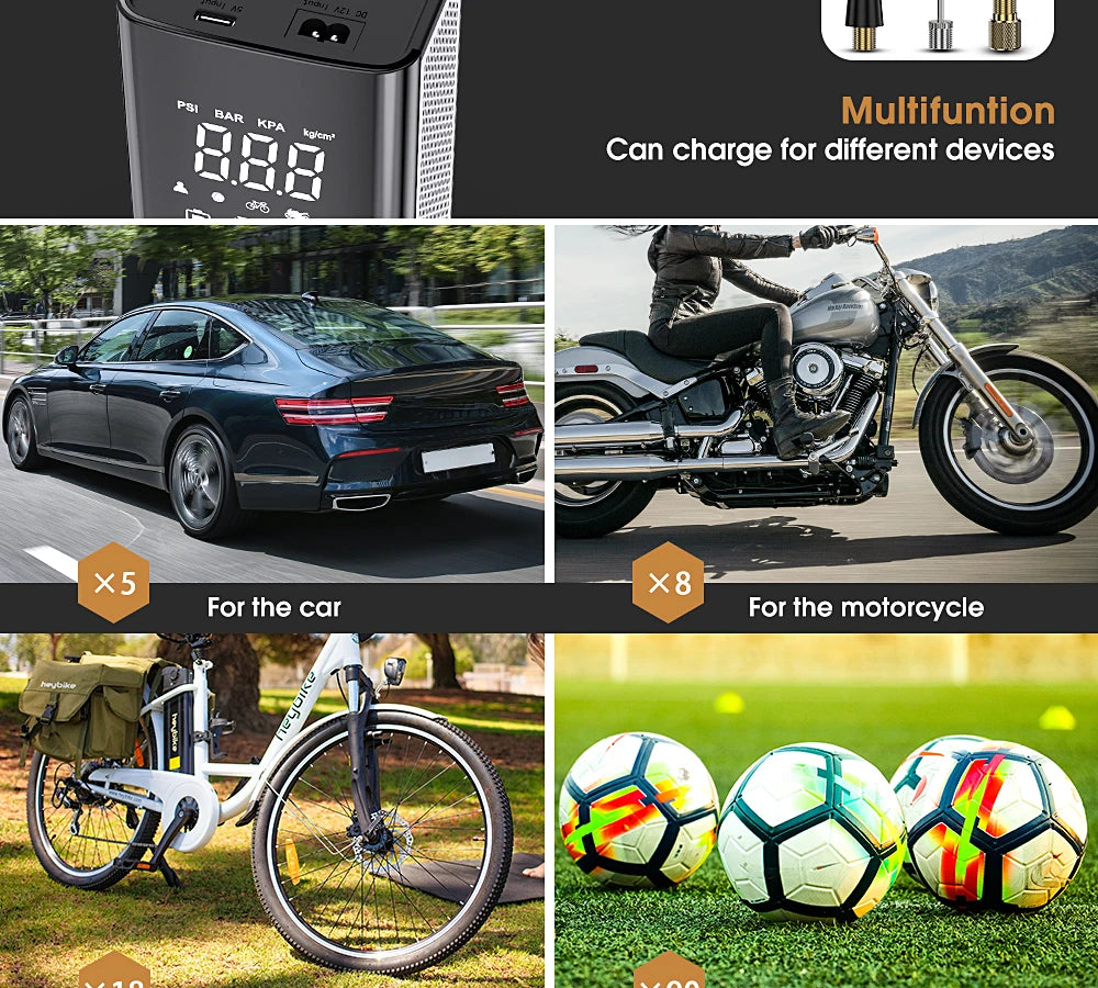Car Air Compressor Electric Tyre Inflator Pump For CAR With LED Lamp Motorcycle Bicycle Tire Portable Inflatable Pump Air Pump