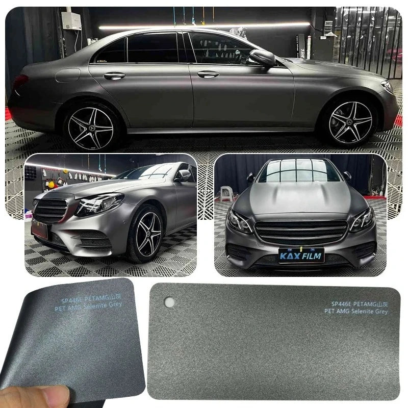 Sub-gray Color Changing Vinyl Wrap 1.52x17m, PET Self Adhesive Car Film, Satin Air Bubble Free Auto Wrap