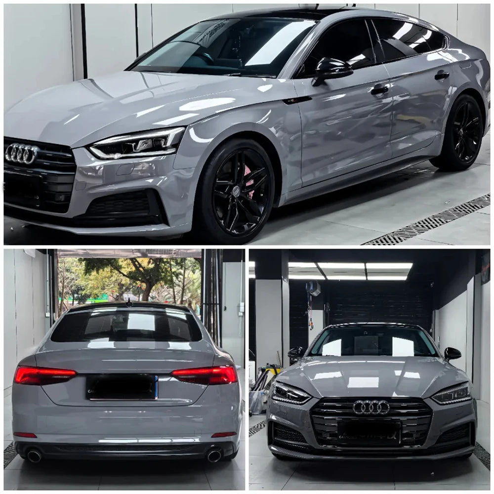 Premium Gloss Nardo Grey Vinyl Wrap Film Roll Bubble Free Air Release Self Adhesive Motorbike Car Wrapping Decals