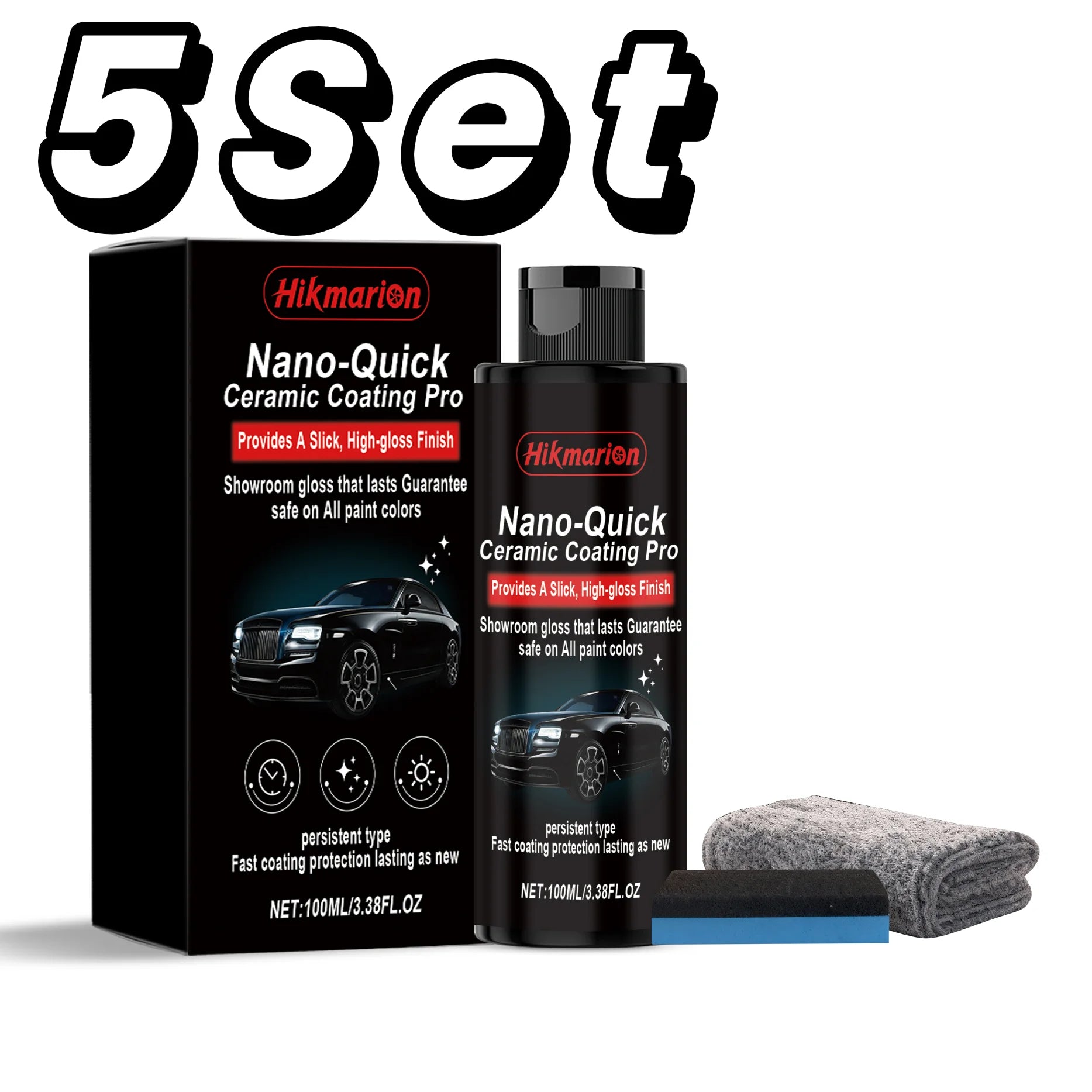 9H Nano Ceramic Coating Pro Kit SiO2 Paint Sealant Superhydrophobic High Gloss Mirror Finish Anti-Scratch UV Protect Car Detail
