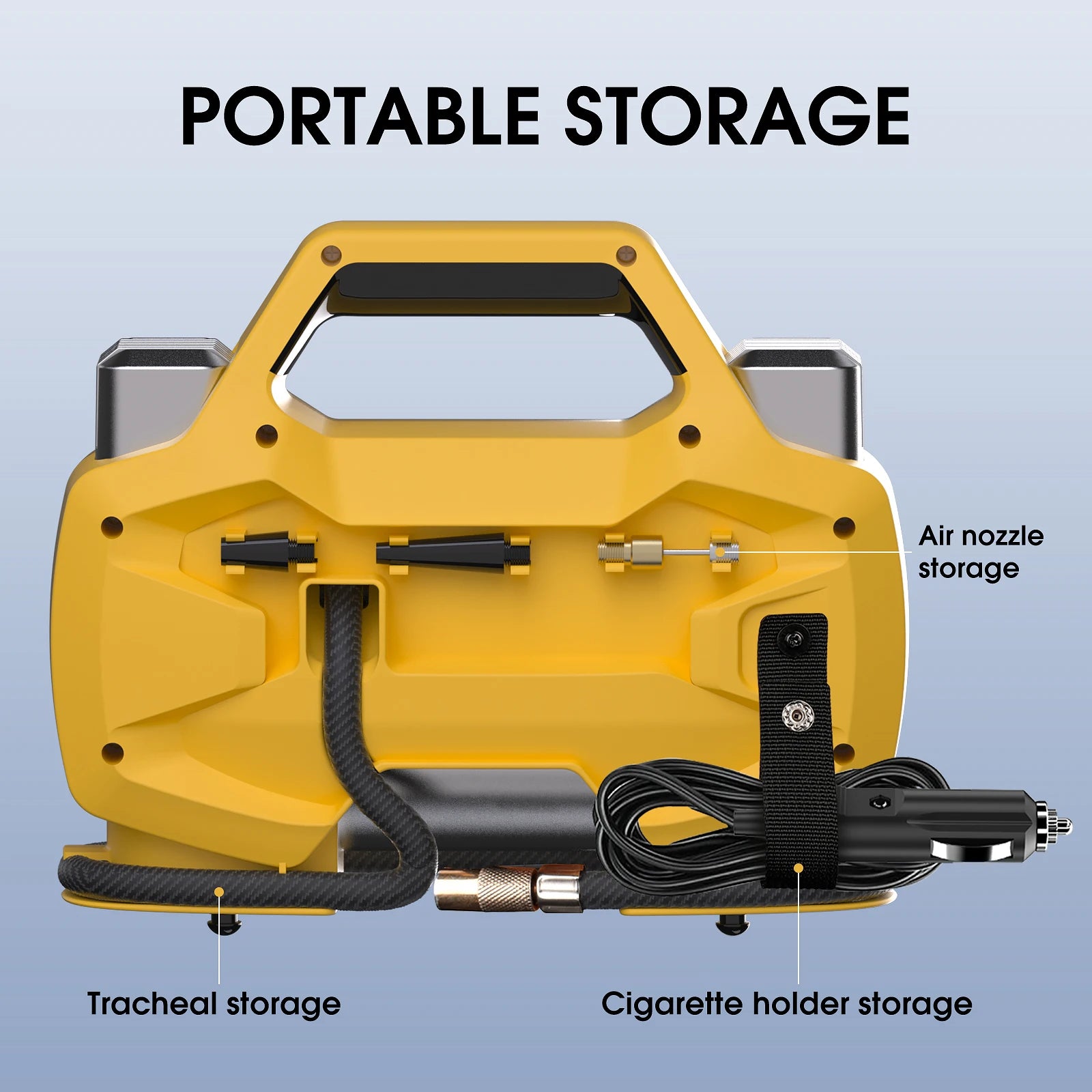 CARSUN Emergency Car Tire Inflator 12V 80PSI Double Cylinder Air Compressor 180W Fast Inflation Auto Shut-off LED for SUV RV CE