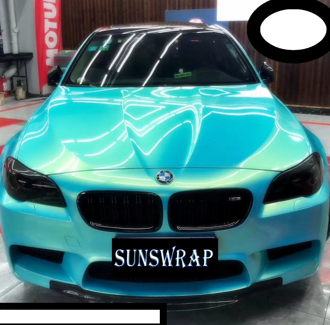 Super Glossy Coral Light Blue Shift Vinyl Wrap Film Vehicle Car Wrapping  5x59ft/roll