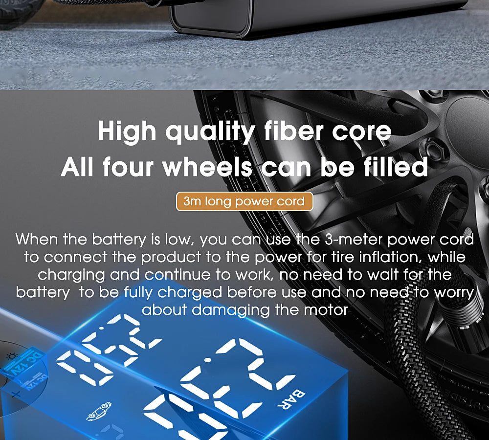 Car Air Compressor Electric Tyre Inflator Pump For CAR With LED Lamp Motorcycle Bicycle Tire Portable Inflatable Pump Air Pump