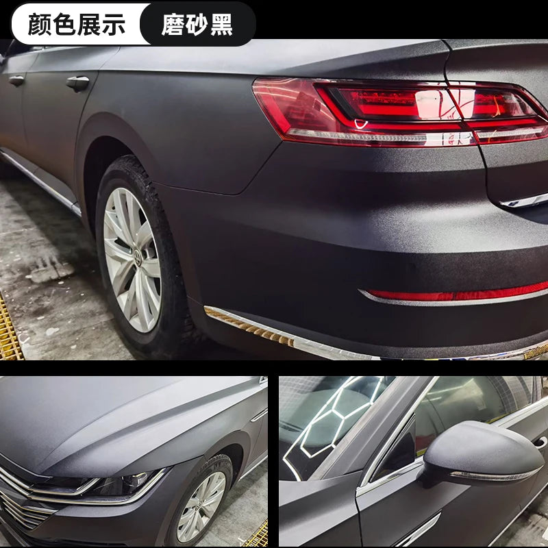 Matte Black Car Wrap Satin Vinyl Color Change Film Air Release Anti Fade Anti Scratch 1.52x18m Roll