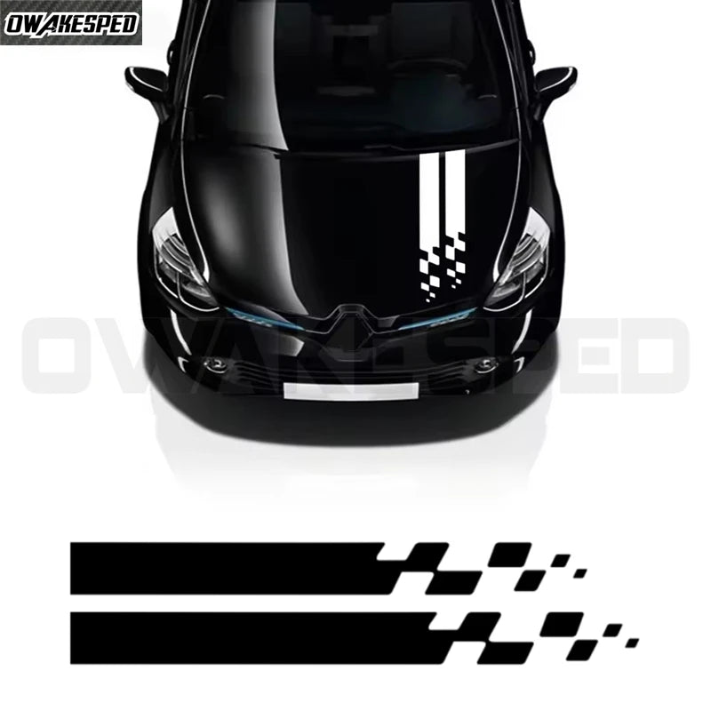 Car Stripes Hood Sticker Racing Bonnet Sport Decal For Renault Megane Clio RS Captur Sandero Espace Twingo Scenic Laguna Trafic