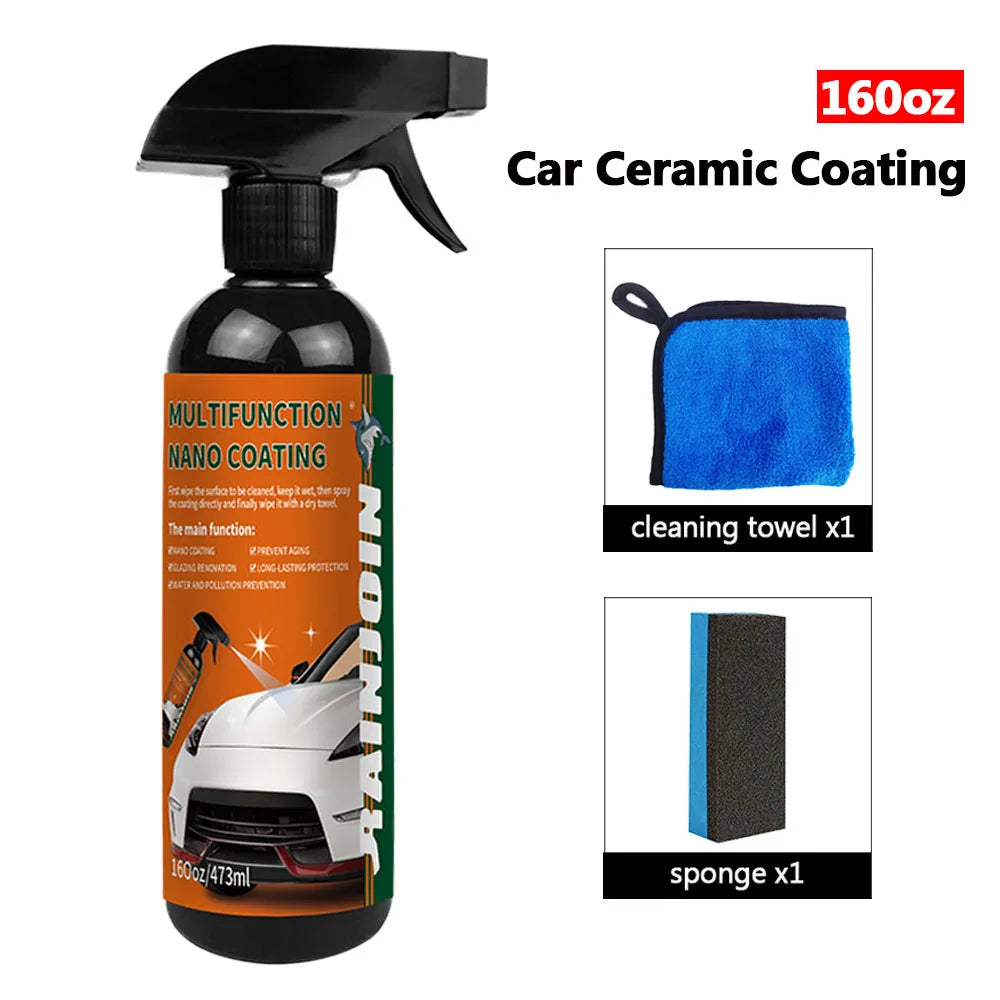 Nano Ceramic Coating Spray High Gloss Liquid Wax Super Hydrophobic Anti-Scratch UV Resistant Car Paint Polishing & Protective