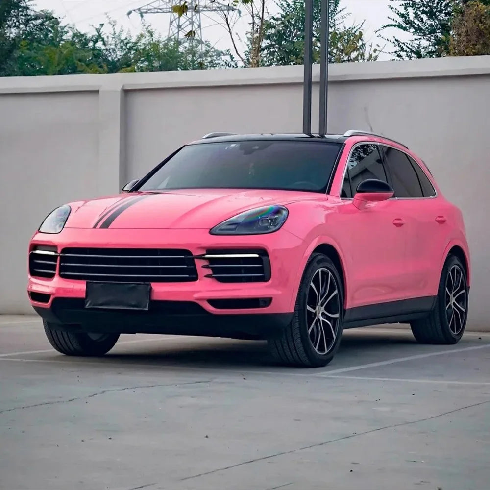 Classic Glossy Pink PVC Vinyl Wrap Film Roll With Air Release Self Adhesive Car Wrapping Motorcycle DIY Decal Sticke