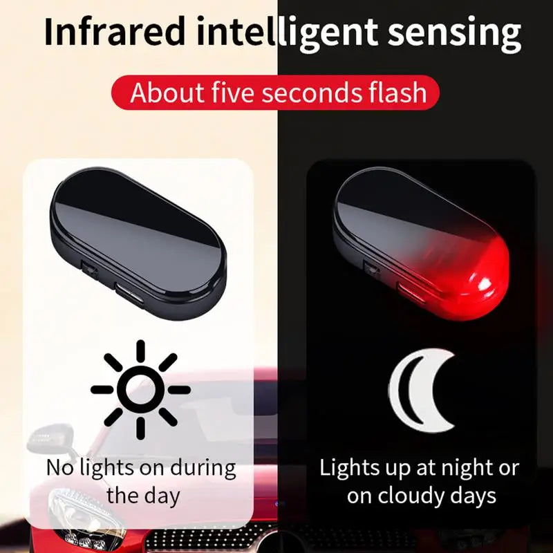 Car Fake Security Light Solar Powered simulation Alarm Anti Theft LED warning light Flashing Caution Lamp for Auto Interior Safe