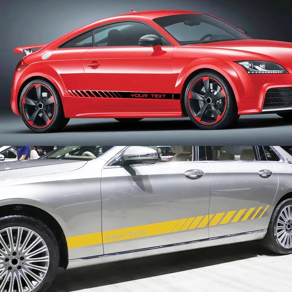 Custom Text Car Side Door Stripe Sticker Personalized Name Vinyl Decal Universal Racing Body Skirt Stripes Auto Accessories