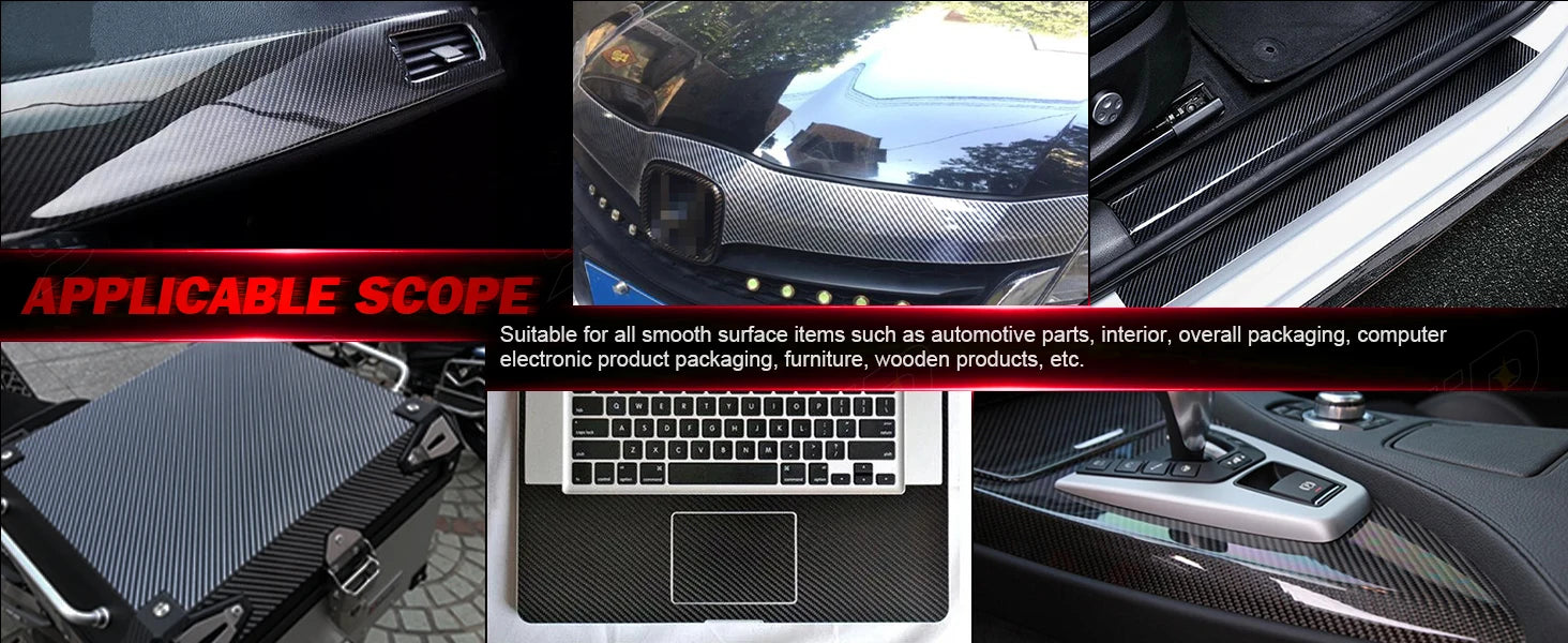 1-6m Carbon Fiber Car Body Vinyl Wrap Matte Accessories Glossy Black Sticker 3D 4D 5D 6D Auto Foil Cover Decoration Film
