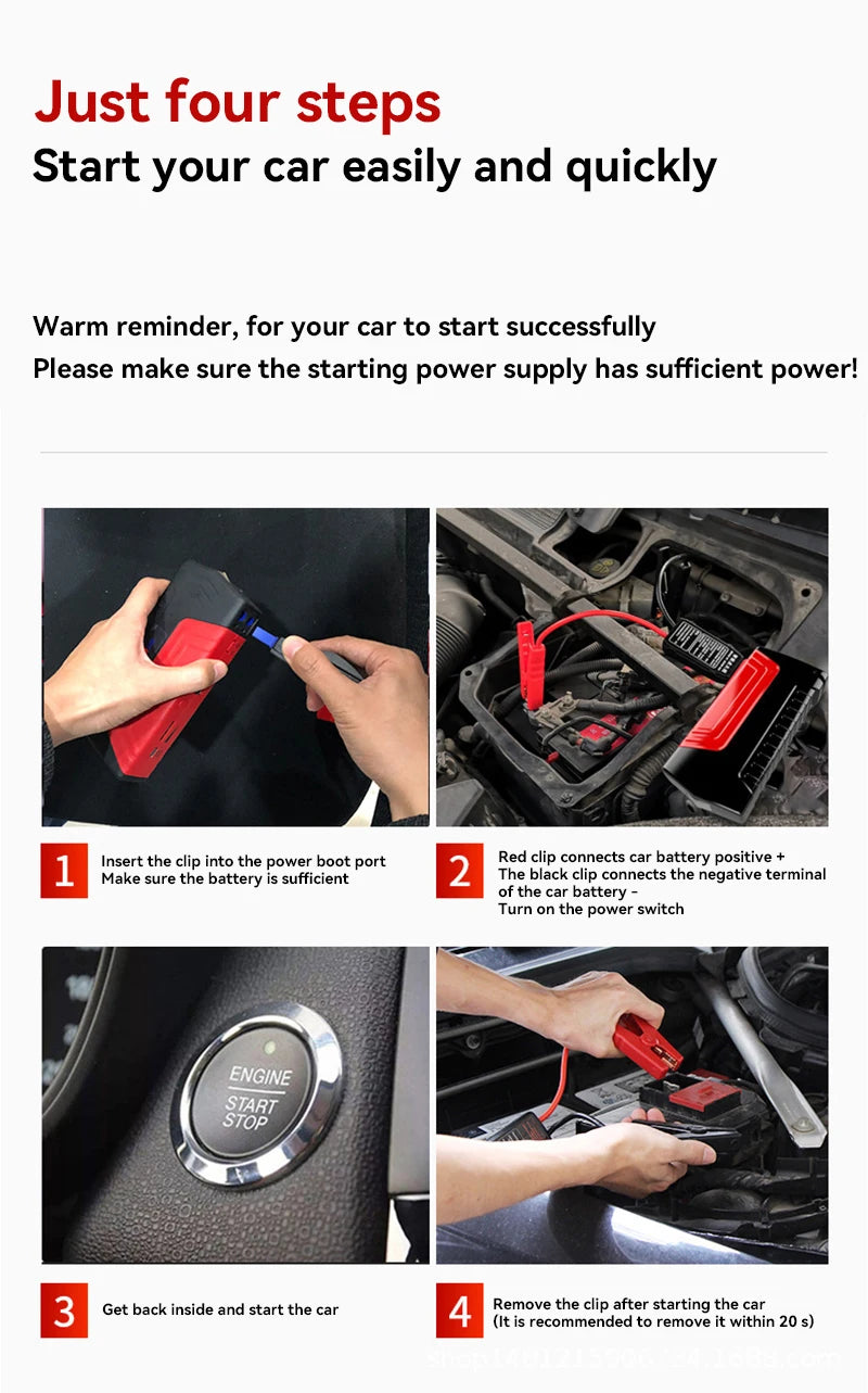 Compact Car Jump Starter Power Bank Emergency Start Device for Petrol & Diesel Daily Vehicles Auto Car Battery Charger