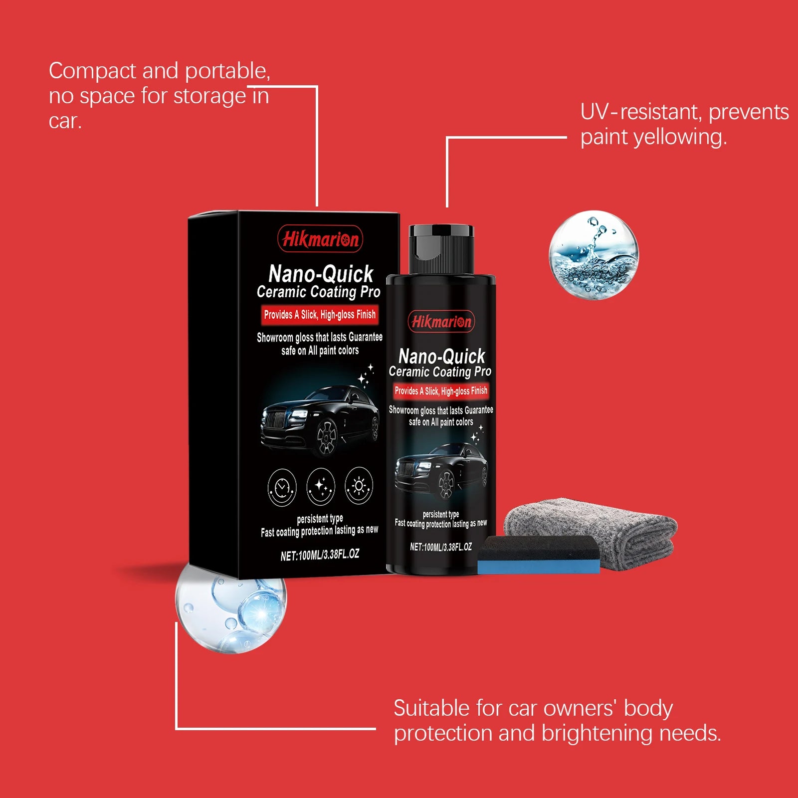 9H Nano Ceramic Coating Pro Kit SiO2 Paint Sealant Superhydrophobic High Gloss Mirror Finish Anti-Scratch UV Protect Car Detail