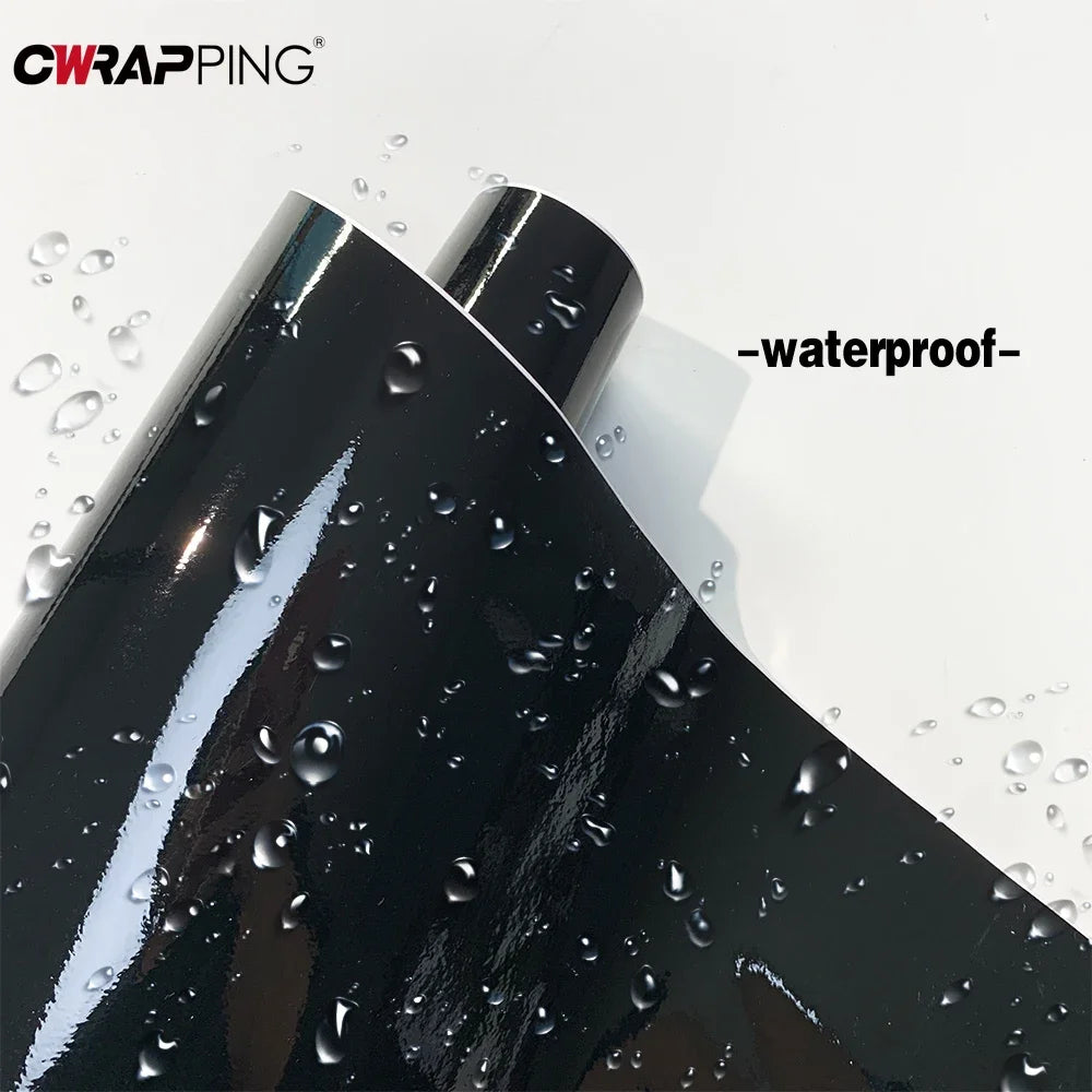 1.5x2/3/6M Shiny Black Vinyl Wrap Car Sticker Vinyl Auto Tuning Roof Hood Door Protection Film DIY Glossy Black Wrap for Vehicle