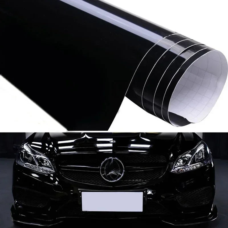 VERYUS 1 Roll 30*152cm Black Glossy Vinyl Film Gloss Glossy Car Wrap Foil Sticker With Air Bubble Free Motorcycle Car Wrapping