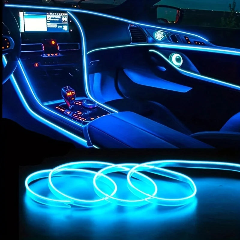 Car Interior Atmosphere Light Strip 5M EL Wiring Decorative Lamp For Auto DIY Flexible Ambient Light USB Party Atmosphere Diode