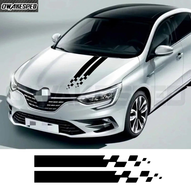 Car Stripes Hood Sticker Racing Bonnet Sport Decal For Renault Megane Clio RS Captur Sandero Espace Twingo Scenic Laguna Trafic