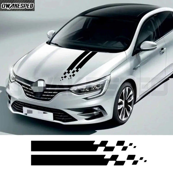 Car Stripes Hood Sticker Racing Bonnet Sport Decal For Renault Megane Clio RS Captur Sandero Espace Twingo Scenic Laguna Trafic