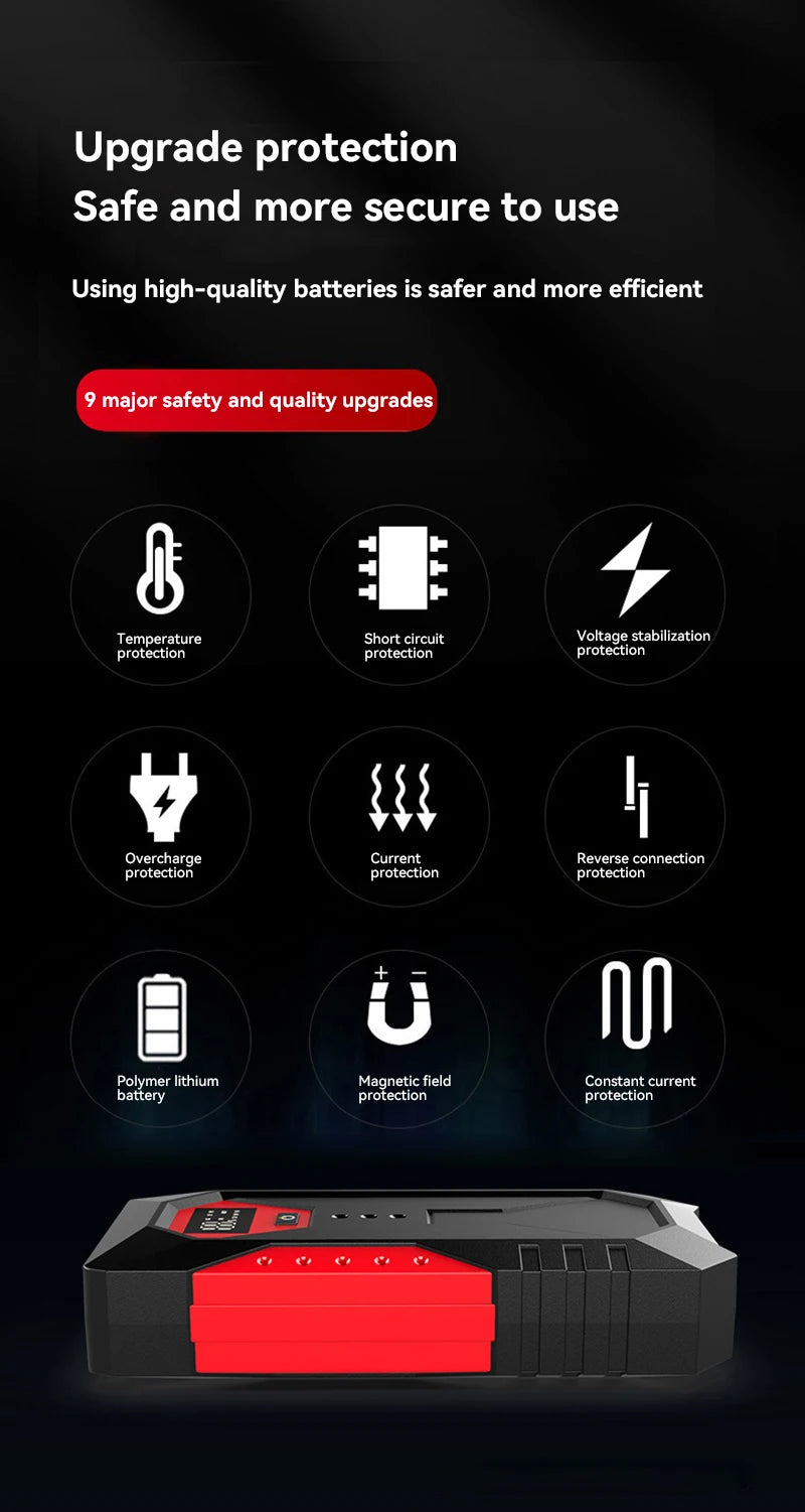 Compact Car Jump Starter Power Bank Emergency Start Device for Petrol & Diesel Daily Vehicles Auto Car Battery Charger