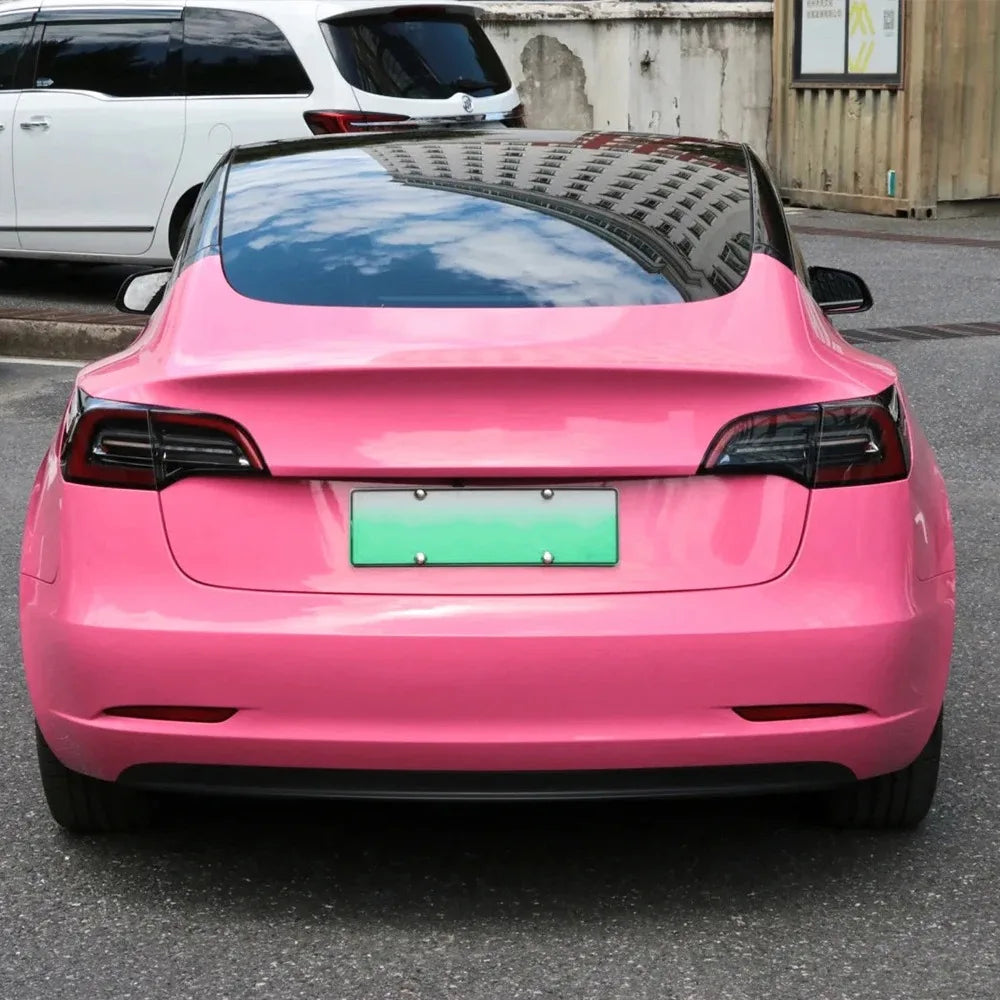 Classic Glossy Pink PVC Vinyl Wrap Film Roll With Air Release Self Adhesive Car Wrapping Motorcycle DIY Decal Sticke