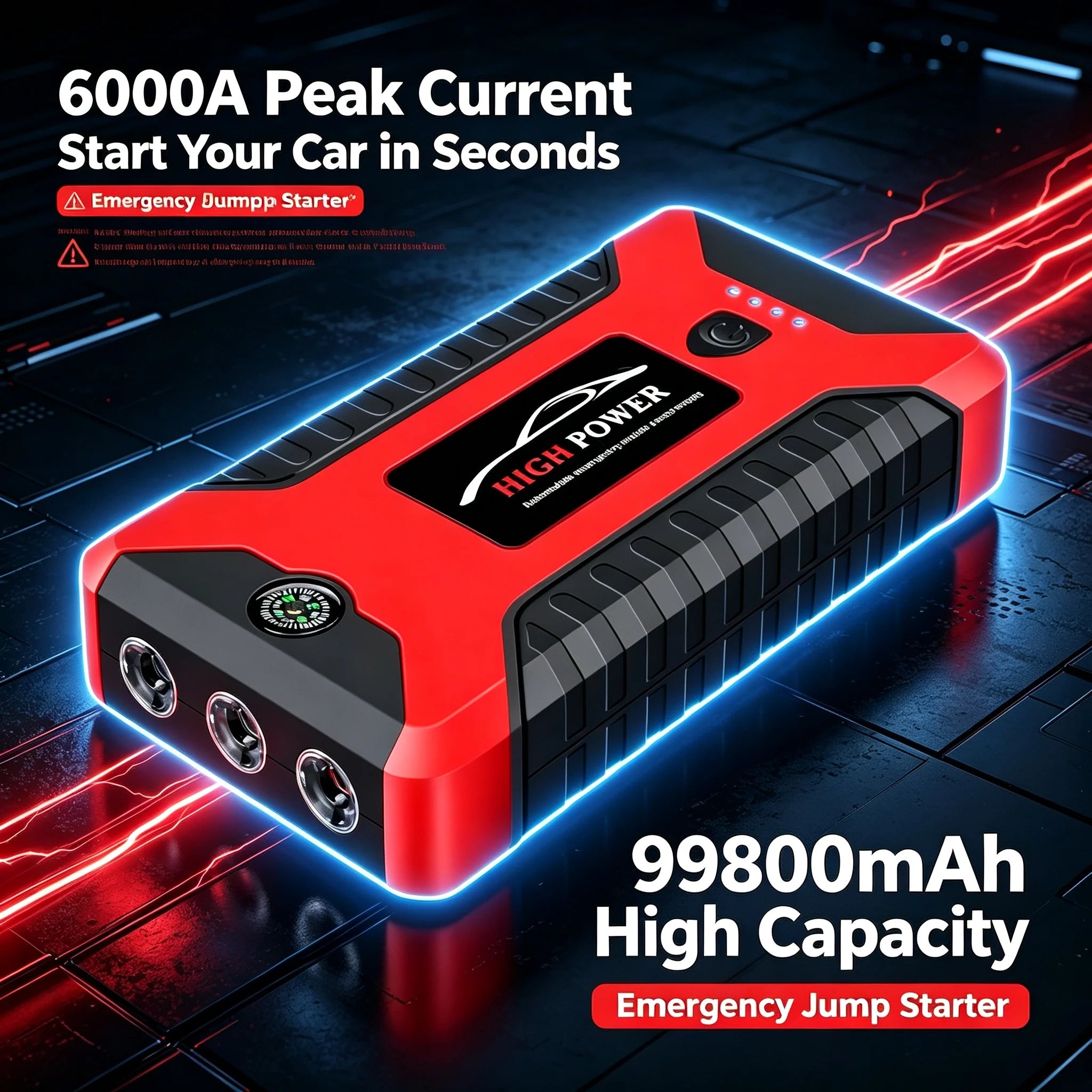 2026 Portable Car Jump Starter 12V Auto Jump Starter 99800mAh Petrol Diesel Power Bank Car Emergency Booster Start Air Pump