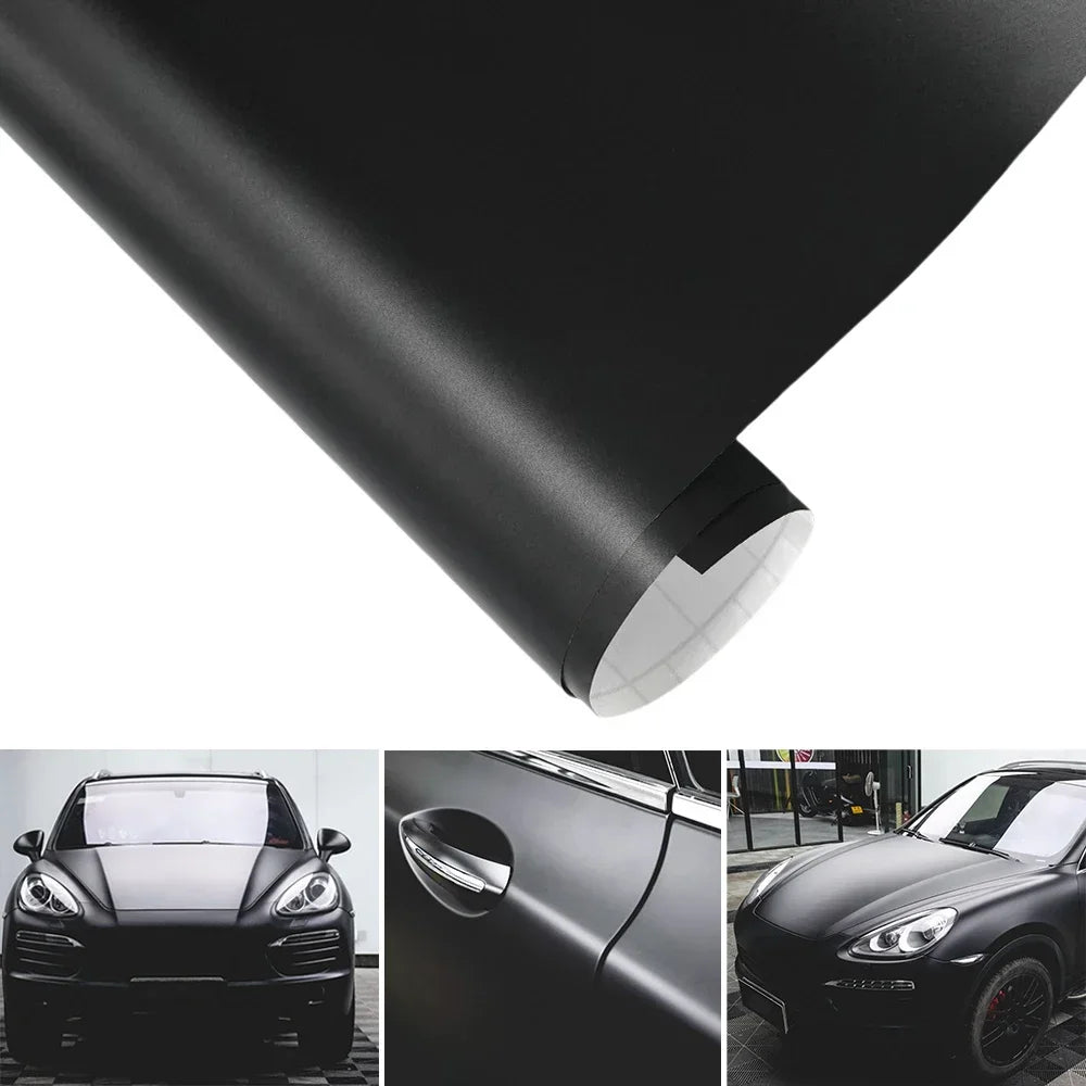 Car Wrap Roll Film Sticker Premium Matte Black Vinyl Vehicle Decal Body Trim Motorcycle Auto Decoration Film Air Bubble Free