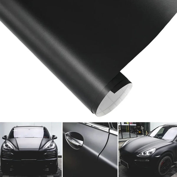 Car Wrap Roll Film Sticker Premium Matte Black Vinyl Vehicle Decal Body Trim Motorcycle Auto Decoration Film Air Bubble Free