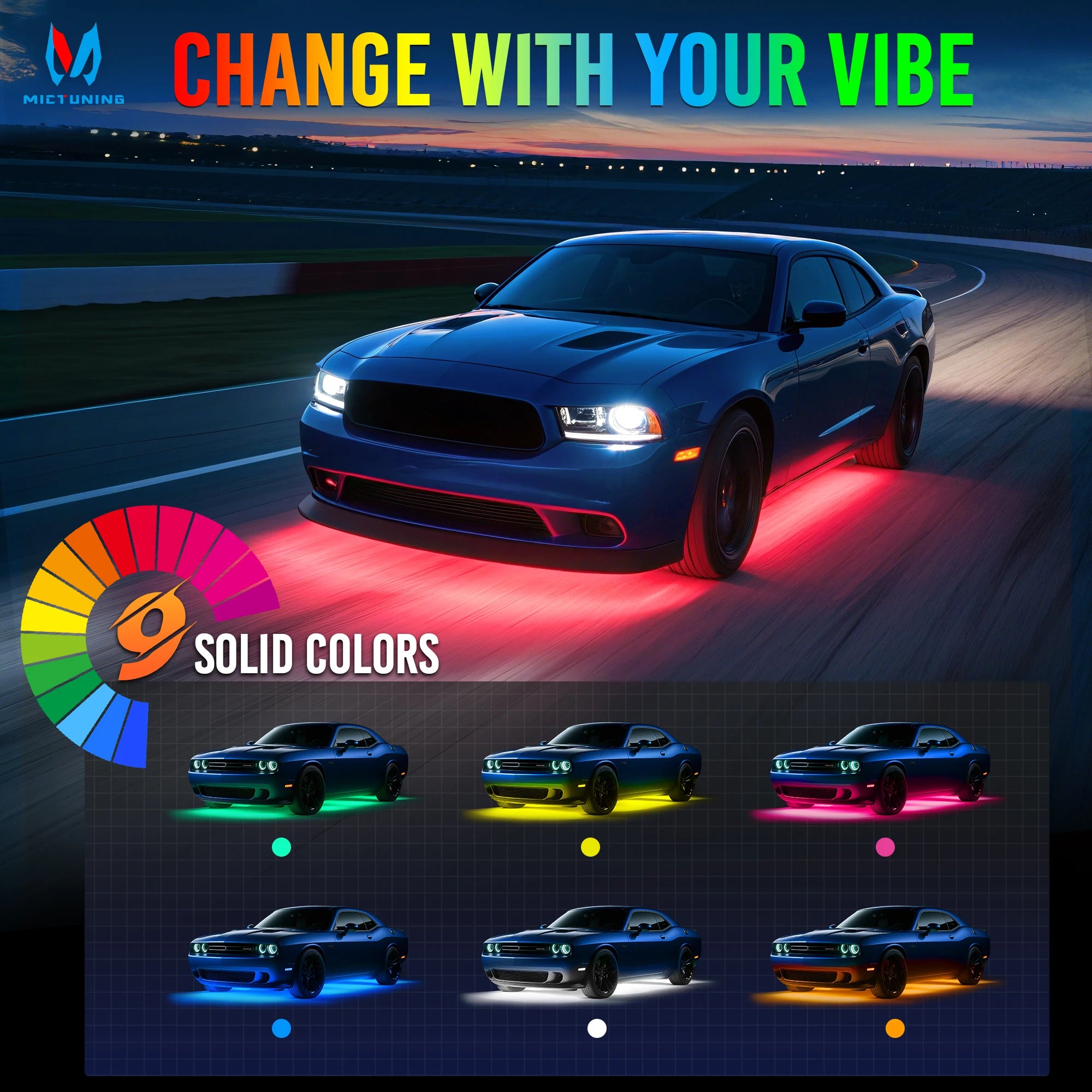 RGBW Car Underglow Light Strip 12V LED Underbody Ambient Light with Aluminum Housing, Car Exterior Neon Accent IP68 Waterproof