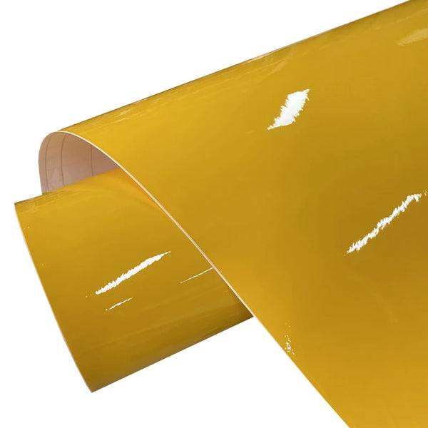 Premium Gloss Bright Yellow Vinyl Wrap Film Roll Self Adhesive Decal Automotive Car Wrapping Foil