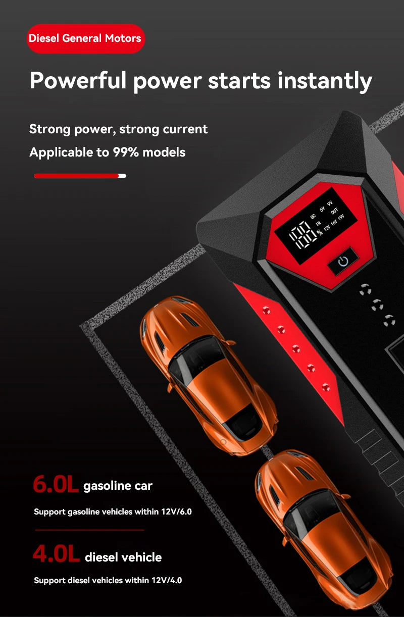 Compact Car Jump Starter Power Bank Emergency Start Device for Petrol & Diesel Daily Vehicles Auto Car Battery Charger
