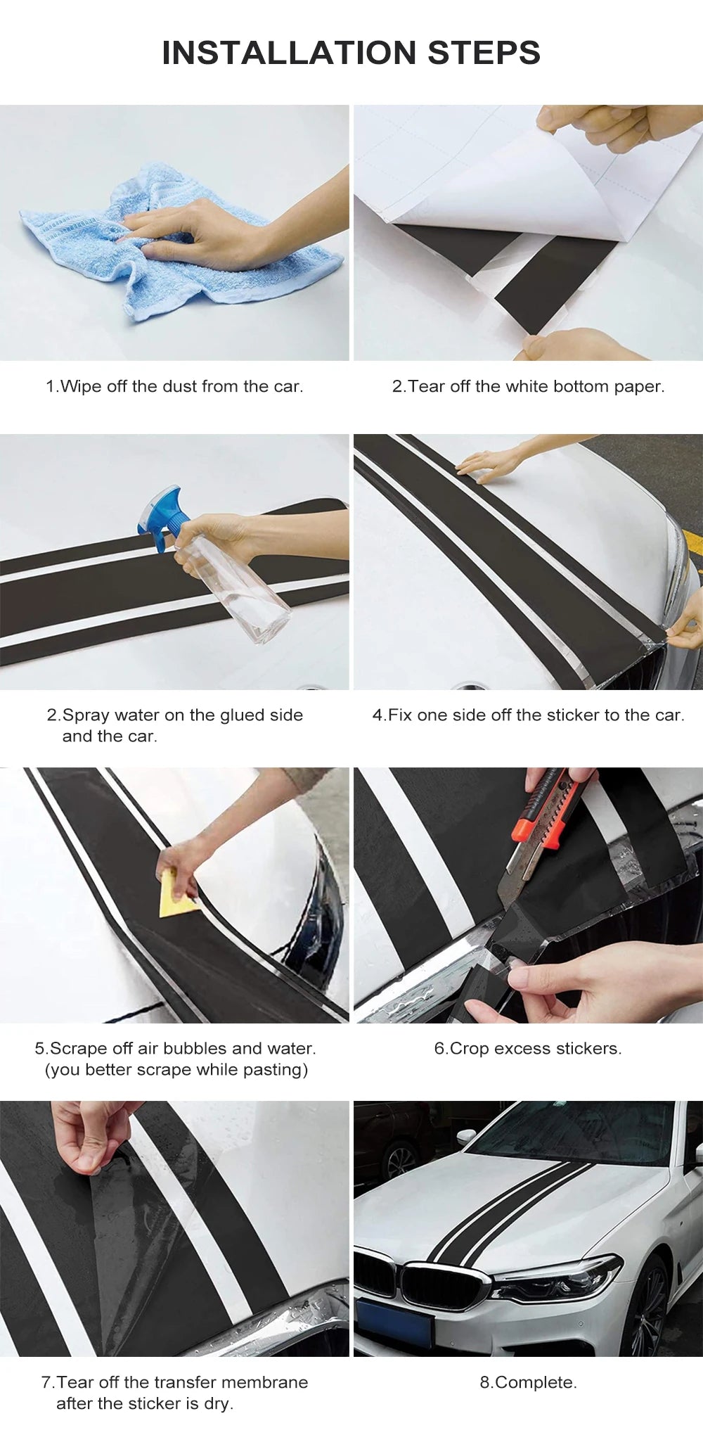 Car Stripes Decoration Sticker for Truck Boat Pontoon RV Trailer UTV Cart Vinyl Decal Stickers Graphics Auto Tuning Accessories