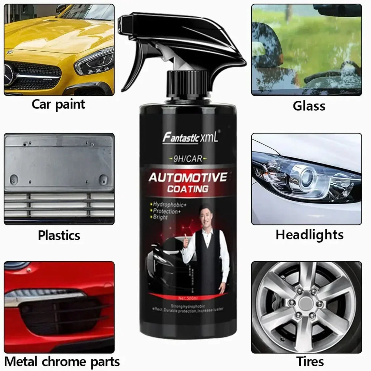 Car 500mL 9H Hardness Ceramic Coating – Nano Glass & Plastic Restorer for Automotive Detailing (Voiture / Car Accessories & Tool