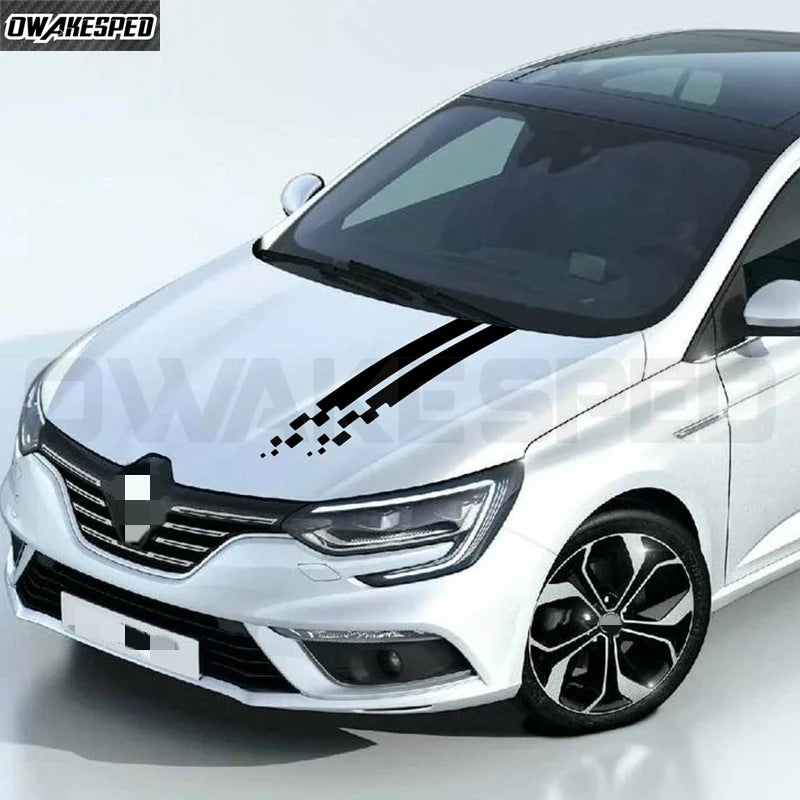 Car Stripes Hood Sticker Racing Bonnet Sport Decal For Renault Megane Clio RS Captur Sandero Espace Twingo Scenic Laguna Trafic