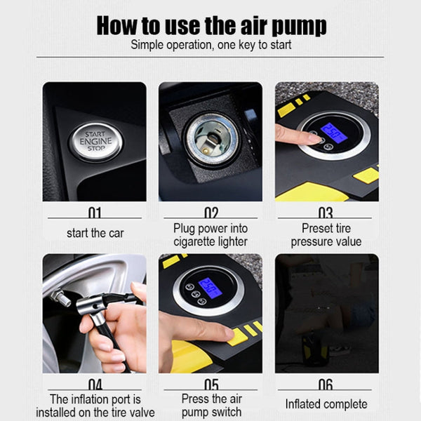 ST-5002 DC 12V Car Air Compressor Tire Inflator 150 PSI Auto Air Pump Digital Display Model+Toolbox