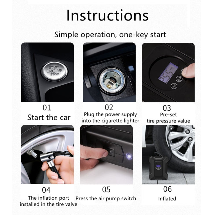 ST-818  DC 12V Wired Car Air Pump Tire Inflator With LED Lighting Digital Display Model