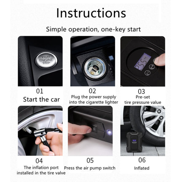 ST-818  DC 12V Wired Car Air Pump Tire Inflator With LED Lighting Digital Display Model
