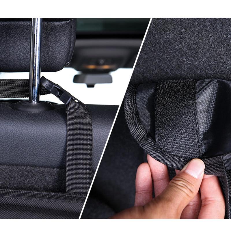 Car Trunk Organizer Adjustable Backseat Storage Bag installed in vehicle