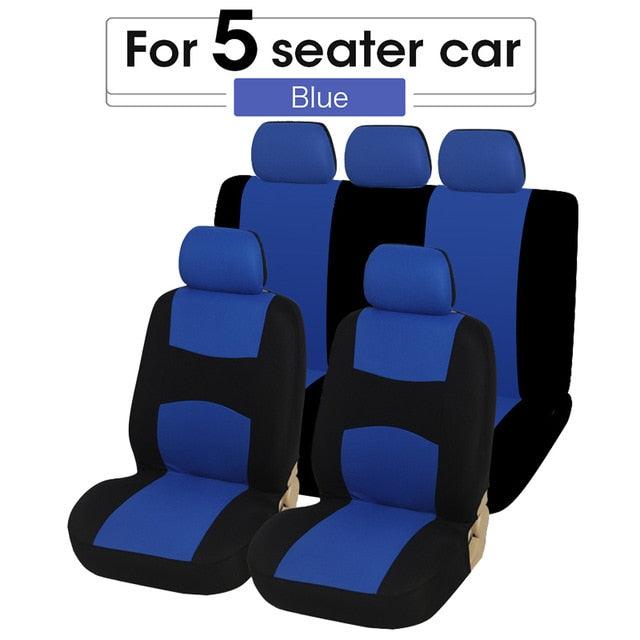 Flat Cloth Car Seat Cover Full Set installed in vehicle