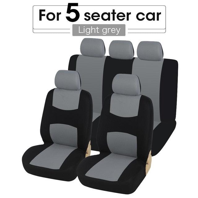Flat Cloth Car Seat Cover Full Set installed in vehicle