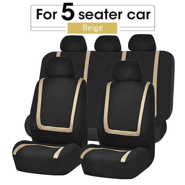 Flat Cloth Car Seat Cover Full Set installed in vehicle