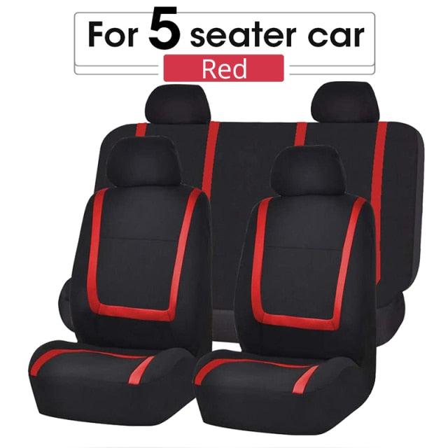 Flat Cloth Car Seat Cover Full Set installed in vehicle