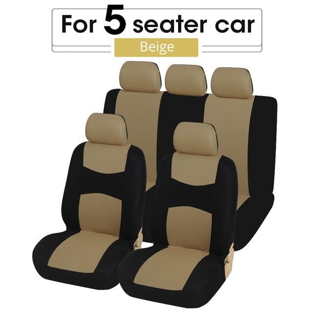 Flat Cloth Car Seat Cover Full Set installed in vehicle