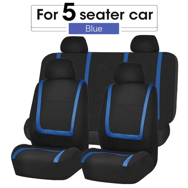 Flat Cloth Car Seat Cover Full Set installed in vehicle
