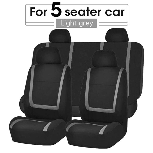 Flat Cloth Car Seat Cover Full Set installed in vehicle